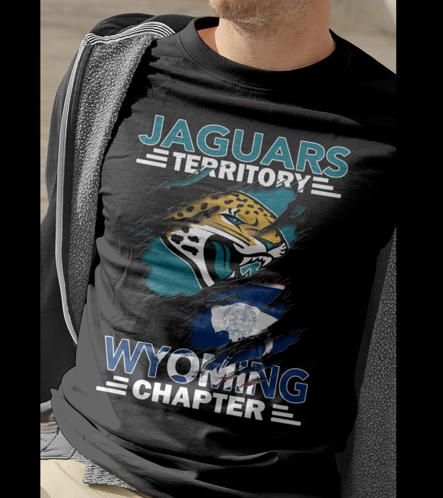 Jaguars Territory Wyoming Chapter Fan Emblem With Flag And Fierce Jaguar Mascot T-Shirt
