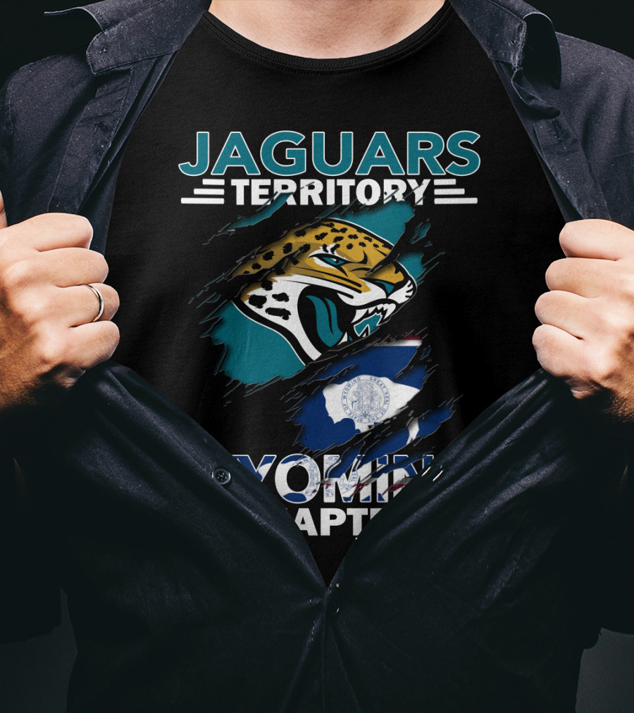 Jaguars Territory Wyoming Chapter Fan Emblem With Flag And Fierce Jaguar Mascot T-Shirt