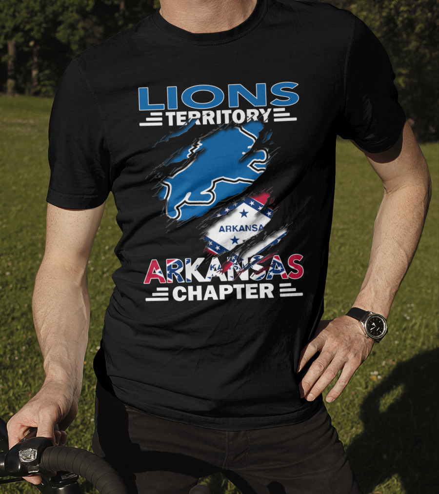 Lions Territory Arkansas Chapter Blue Lion And State Flag T-Shirt