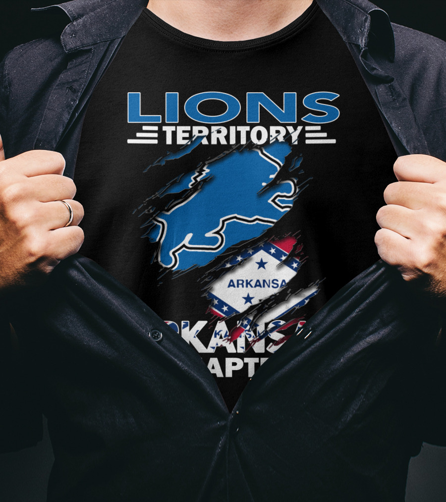 Lions Territory Arkansas Chapter Blue Lion And State Flag T-Shirt