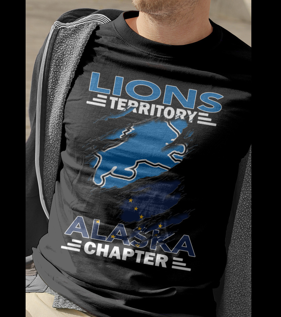 Lions Territory Alaska Chapter Blue Lion And Flag T-Shirt