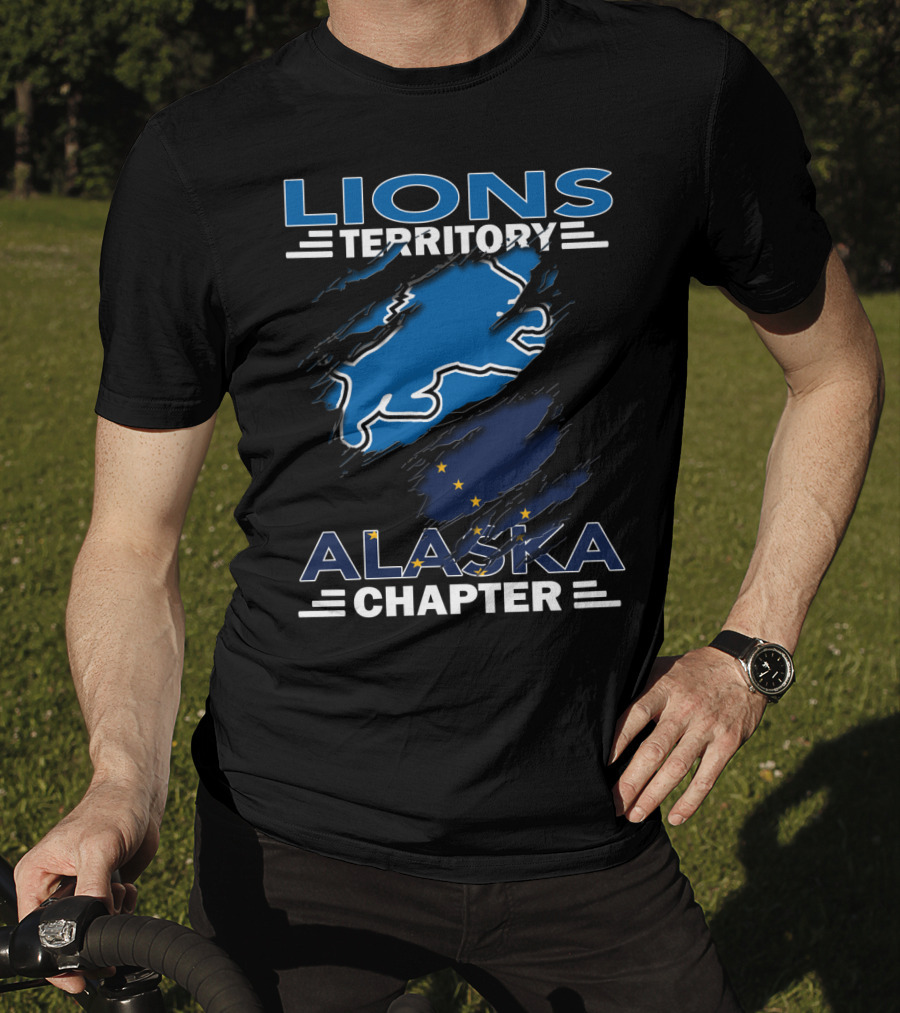Lions Territory Alaska Chapter Blue Lion And Flag T-Shirt