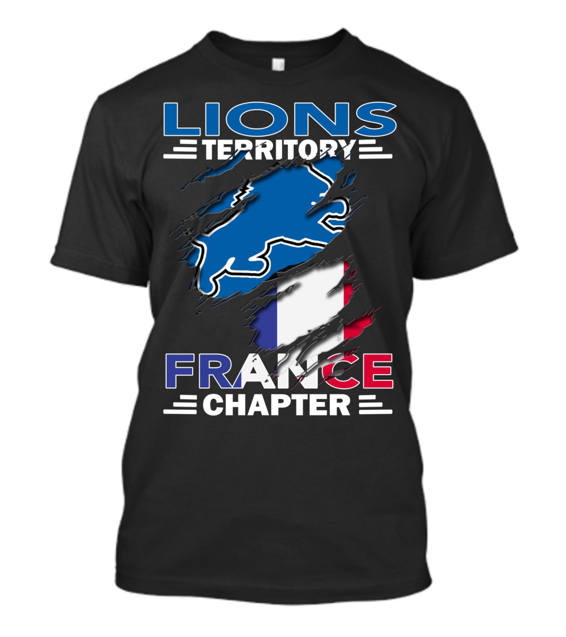 Lions Territory France Chapter Ripped Flag T-Shirt