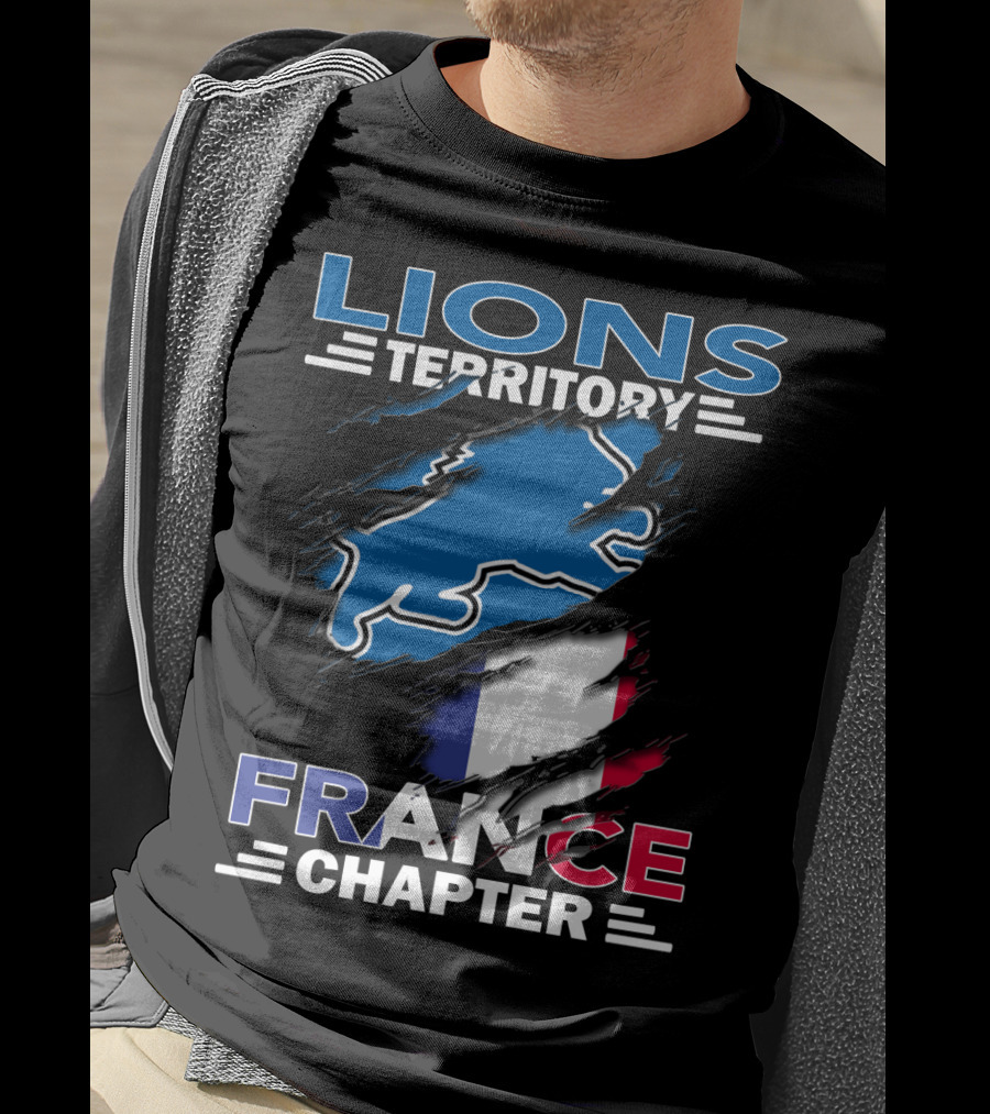 Lions Territory France Chapter Ripped Flag T-Shirt