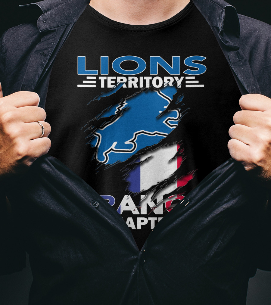 Lions Territory France Chapter Ripped Flag T-Shirt