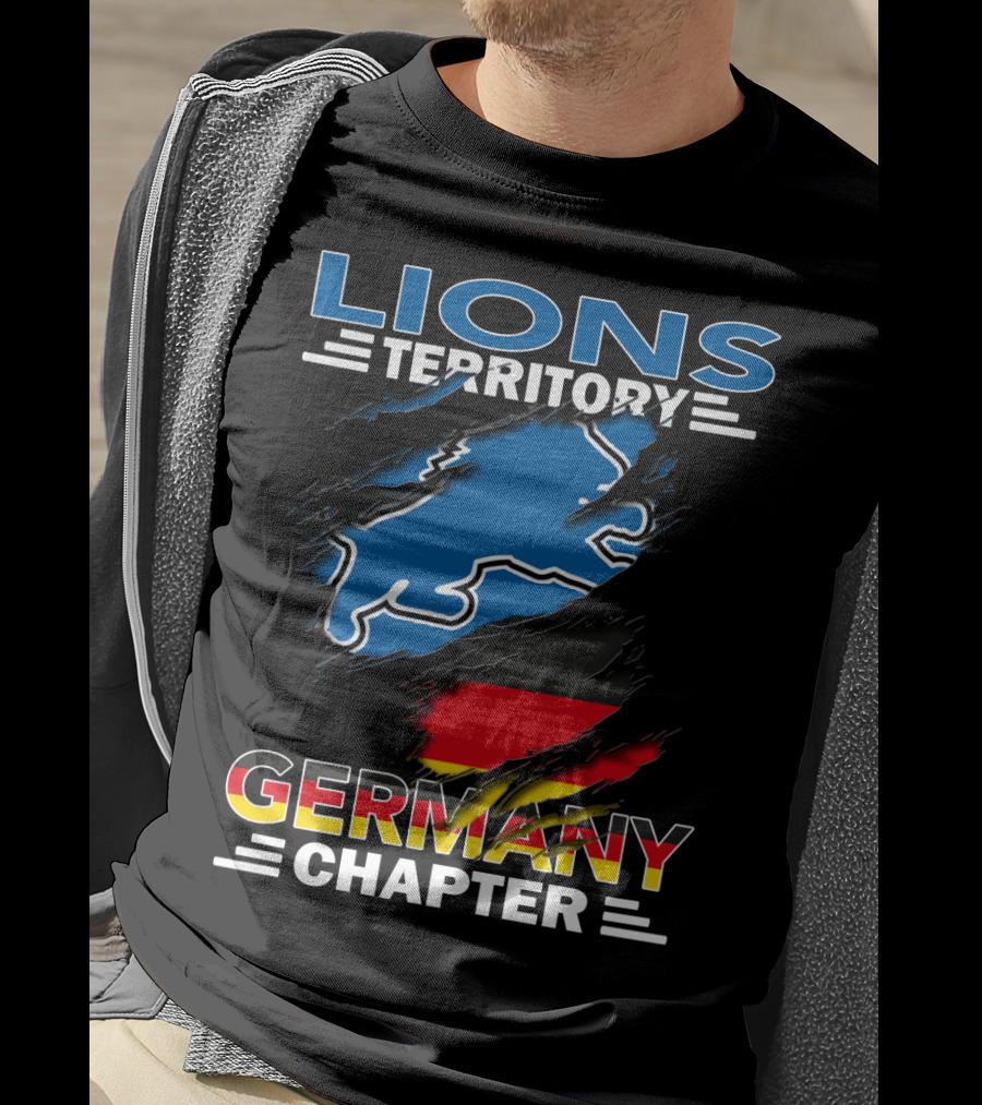 Lions Territory Germany Chapter Blue Lion German Flag Graphics T-Shirt