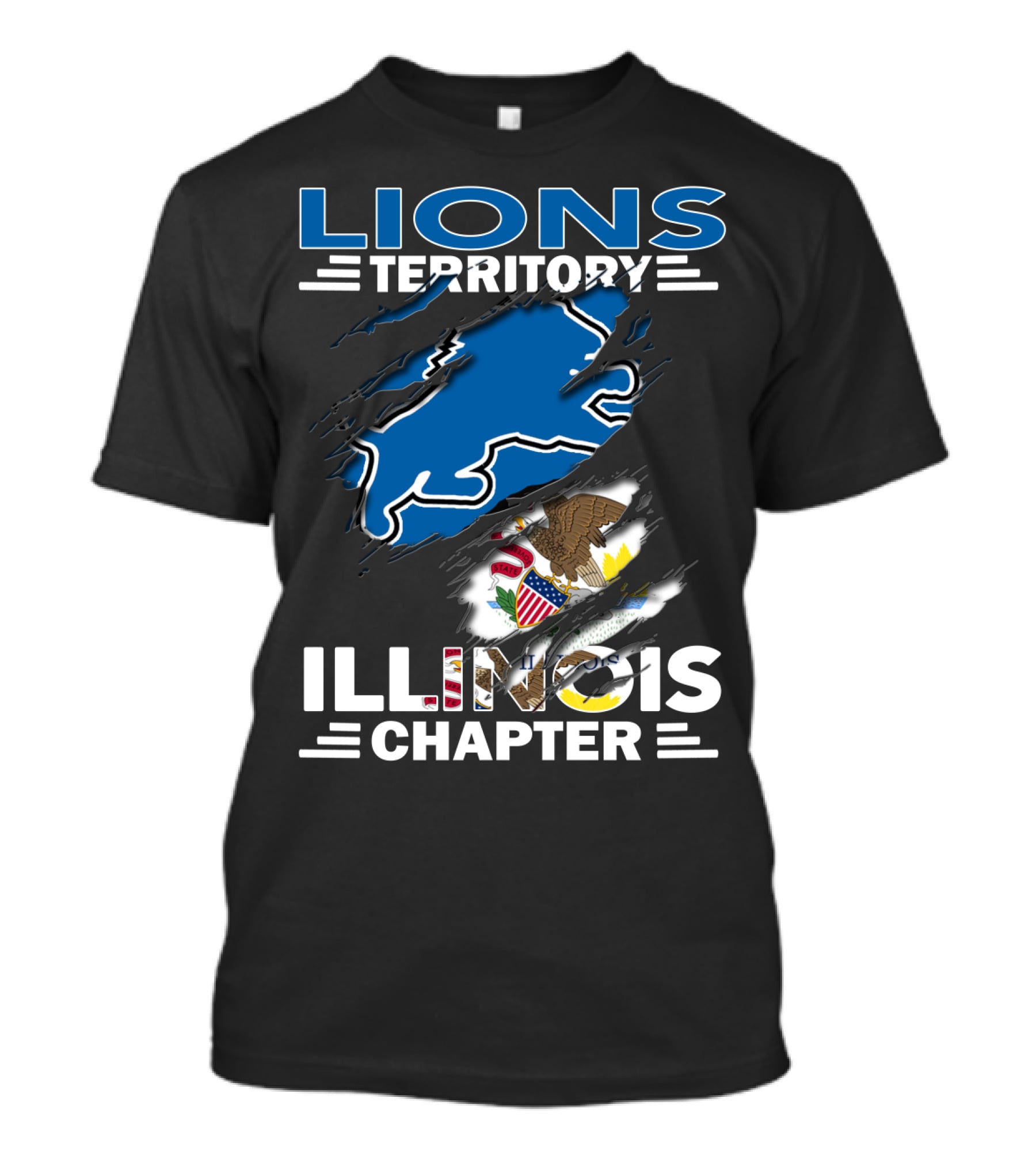 Lions Territory Illinois Chapter Blue And Eagle Emblem T-Shirt