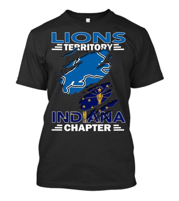 Lions Territory Indiana Chapter Blue Lion And Indiana Flag T-Shirt