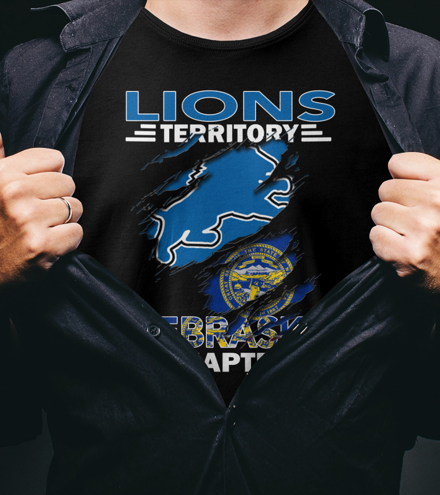 Lions Territory Nebraska Chapter Blue Lion State Seal T-Shirt
