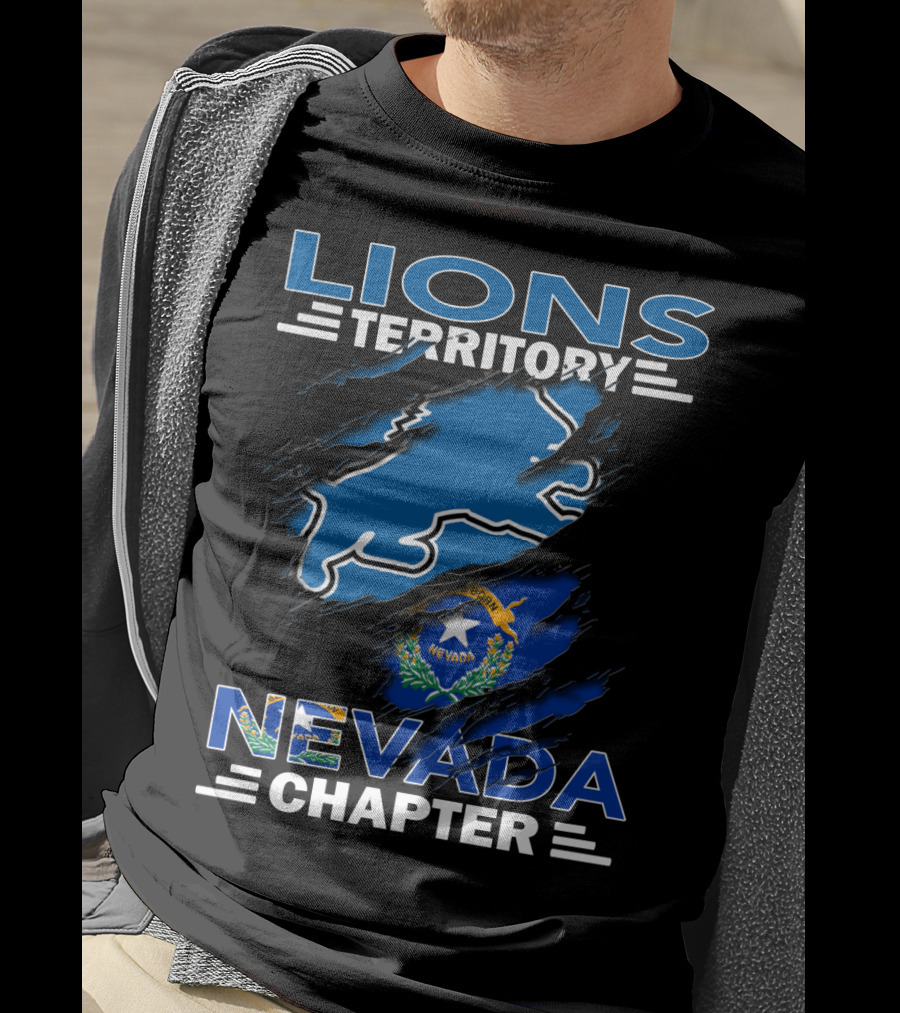 Lions Territory Nevada Chapter Nevada Flag Outline T-Shirt