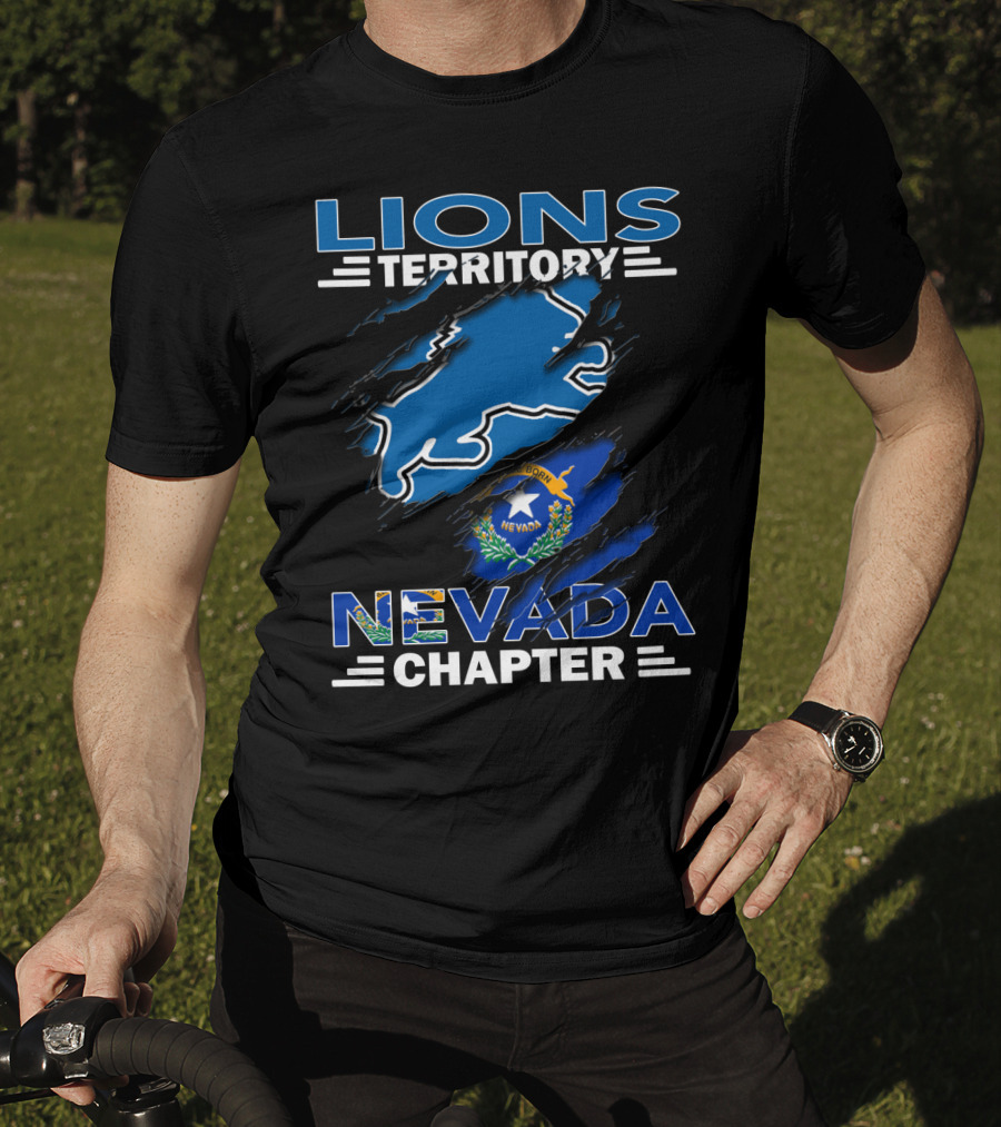 Lions Territory Nevada Chapter Nevada Flag Outline T-Shirt