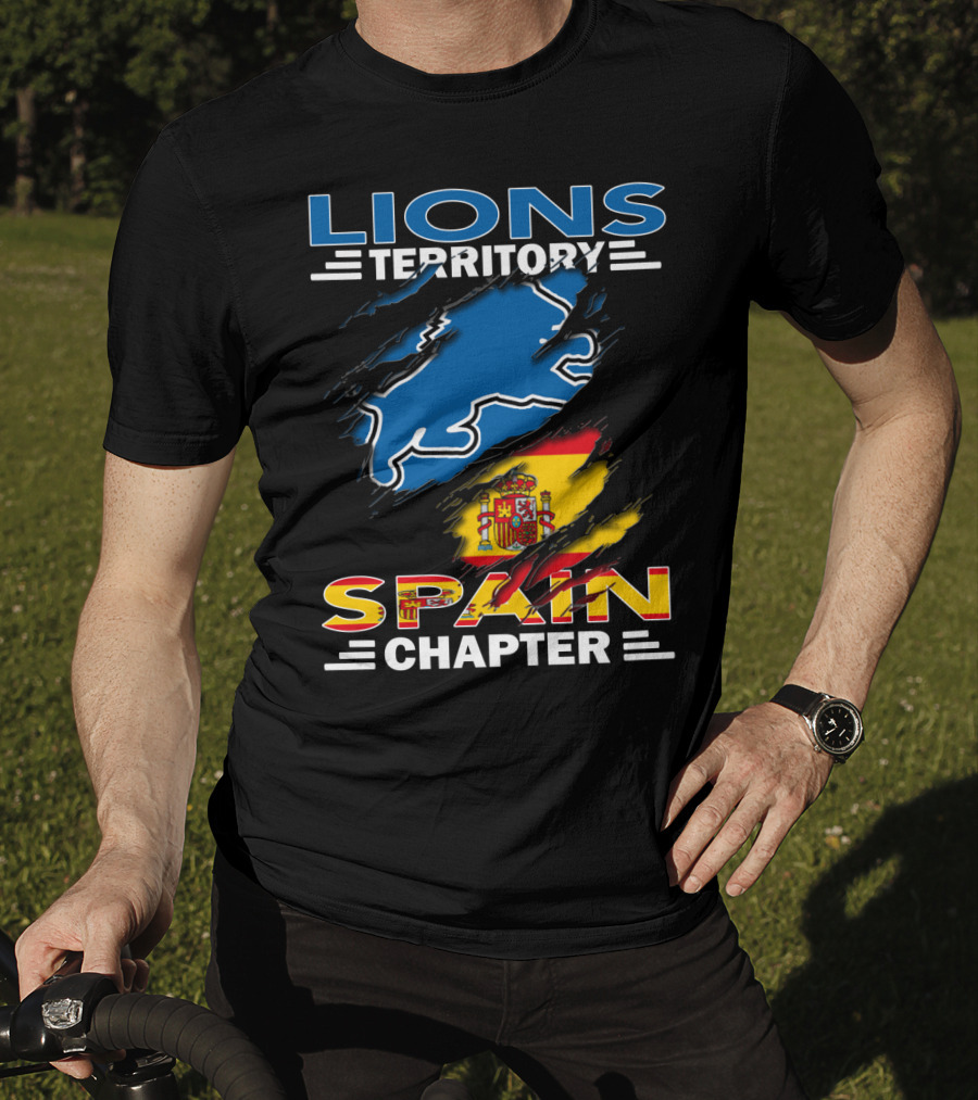 Lions Territory Spain Chapter Blue Lion Spanish Flag T-Shirt