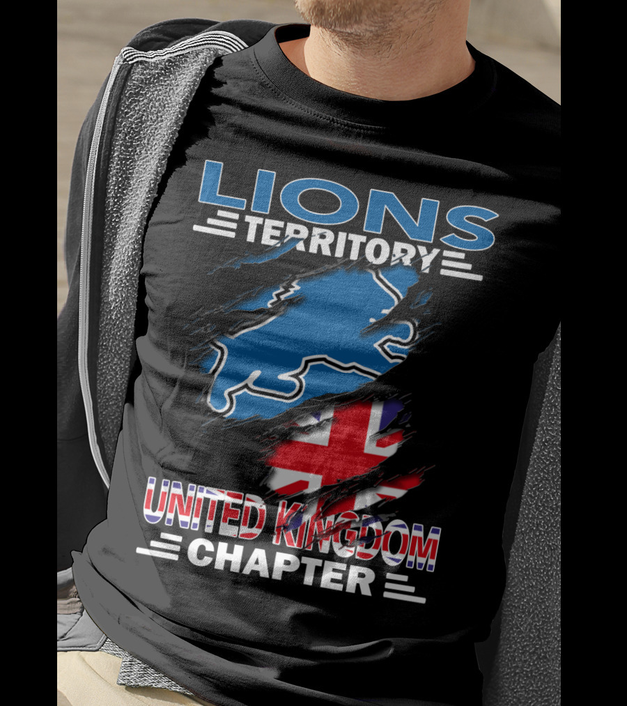 Lions Territory United Kingdom Chapter Union Jack Blue Lion T-Shirt