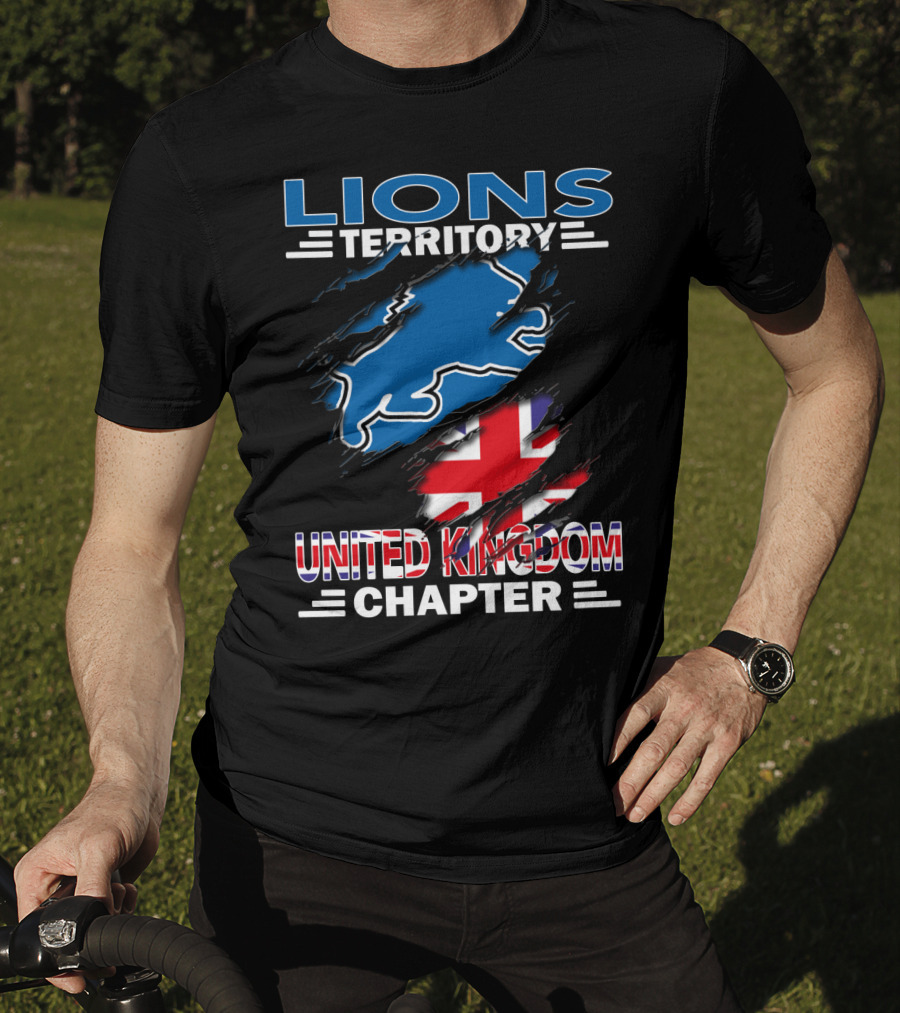 Lions Territory United Kingdom Chapter Union Jack Blue Lion T-Shirt