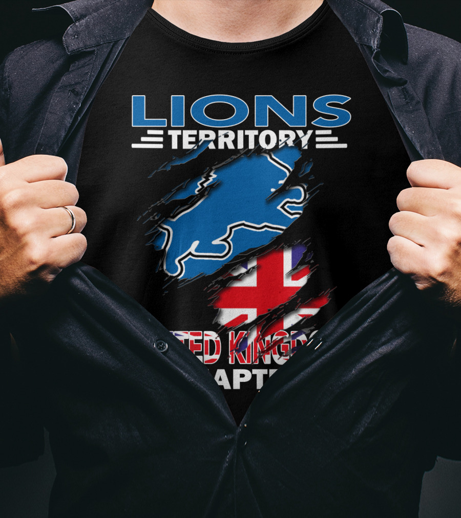 Lions Territory United Kingdom Chapter Union Jack Blue Lion T-Shirt