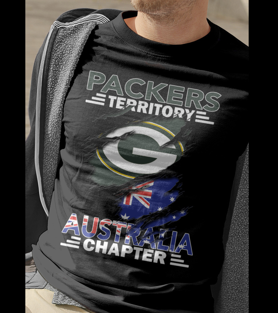 Packers Territory Australia Chapter Green Bay Packers Logo With Australian Flag T-Shirt