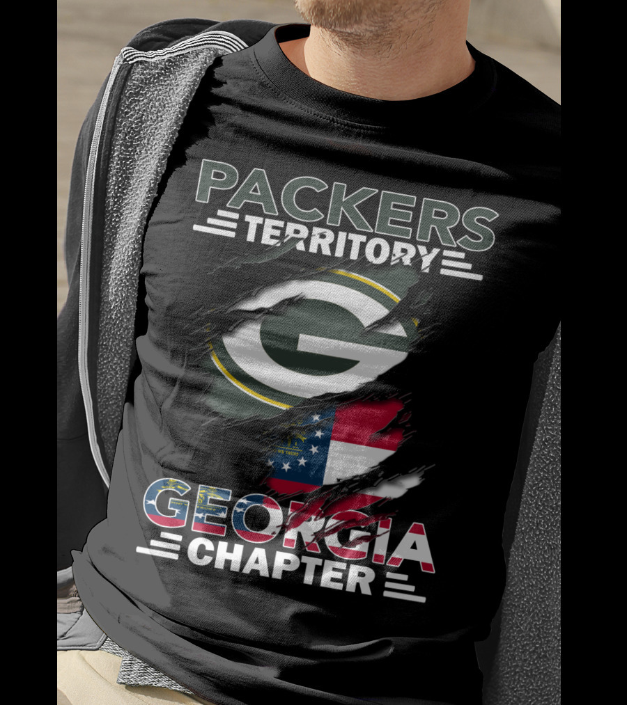 Packers Territory Georgia Chapter Green Bay Football Logo And Georgia Flag Integration T-Shirt