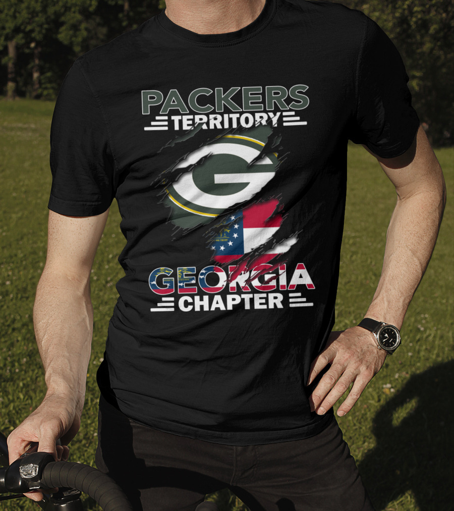 Packers Territory Georgia Chapter Green Bay Football Logo And Georgia Flag Integration T-Shirt