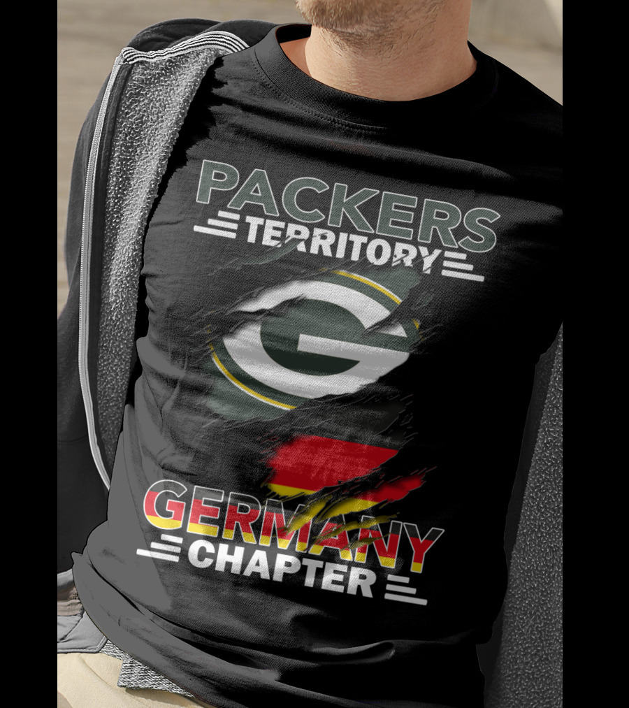 Packers Territory Germany Chapter Green Bay Logo With German Flag T-Shirt