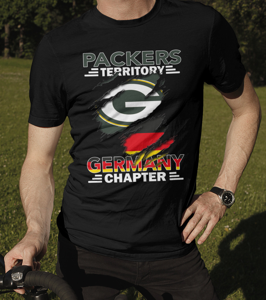 Packers Territory Germany Chapter Green Bay Logo With German Flag T-Shirt