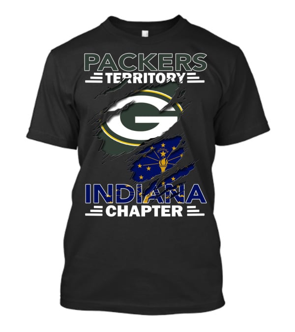 Packers Territory Indiana Chapter Green Bay Packers Logo With Indiana State Flag T-Shirt