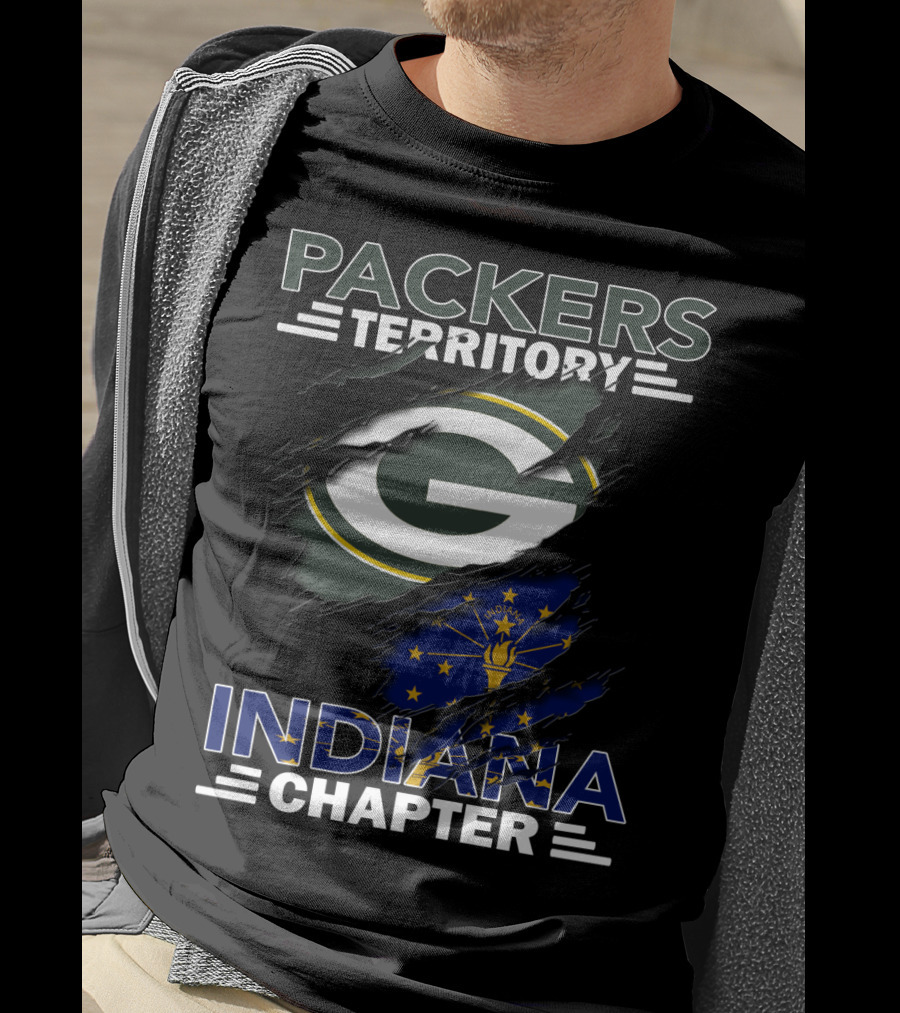 Packers Territory Indiana Chapter Green Bay Packers Logo With Indiana State Flag T-Shirt
