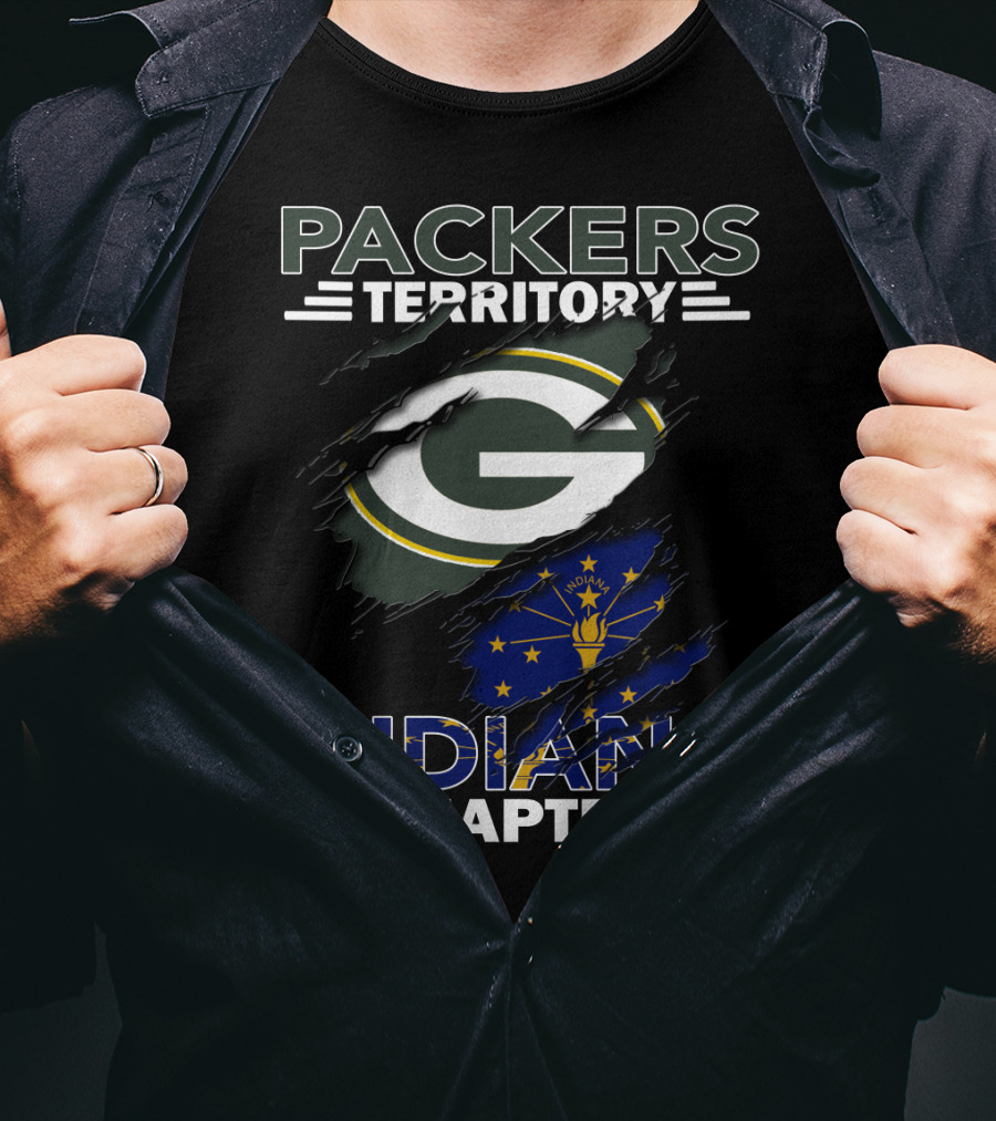 Packers Territory Indiana Chapter Green Bay Packers Logo With Indiana State Flag T-Shirt