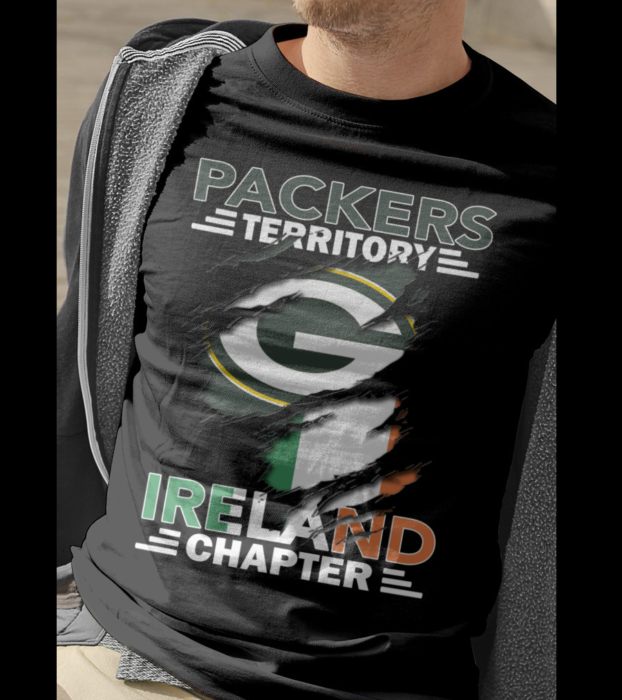 Packers Territory Ireland Chapter Green Bay Logo And Irish Flag T-Shirt