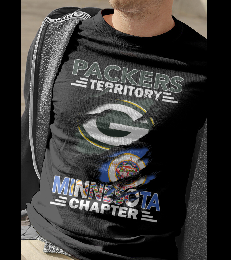 Packers Territory Minnesota Chapter Green Bay Logo With Minnesota Emblem T-Shirt