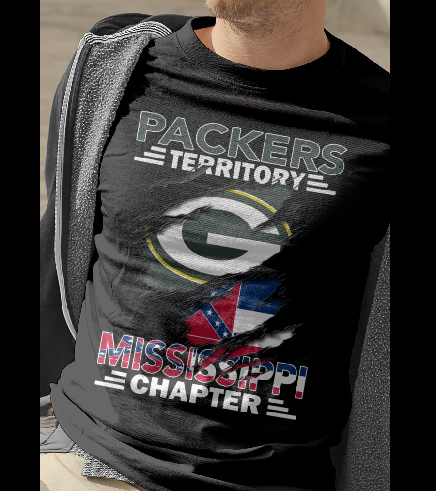 Packers Territory Mississippi Chapter Green Bay Packers Logo And Mississippi Flag Elements T-Shirt