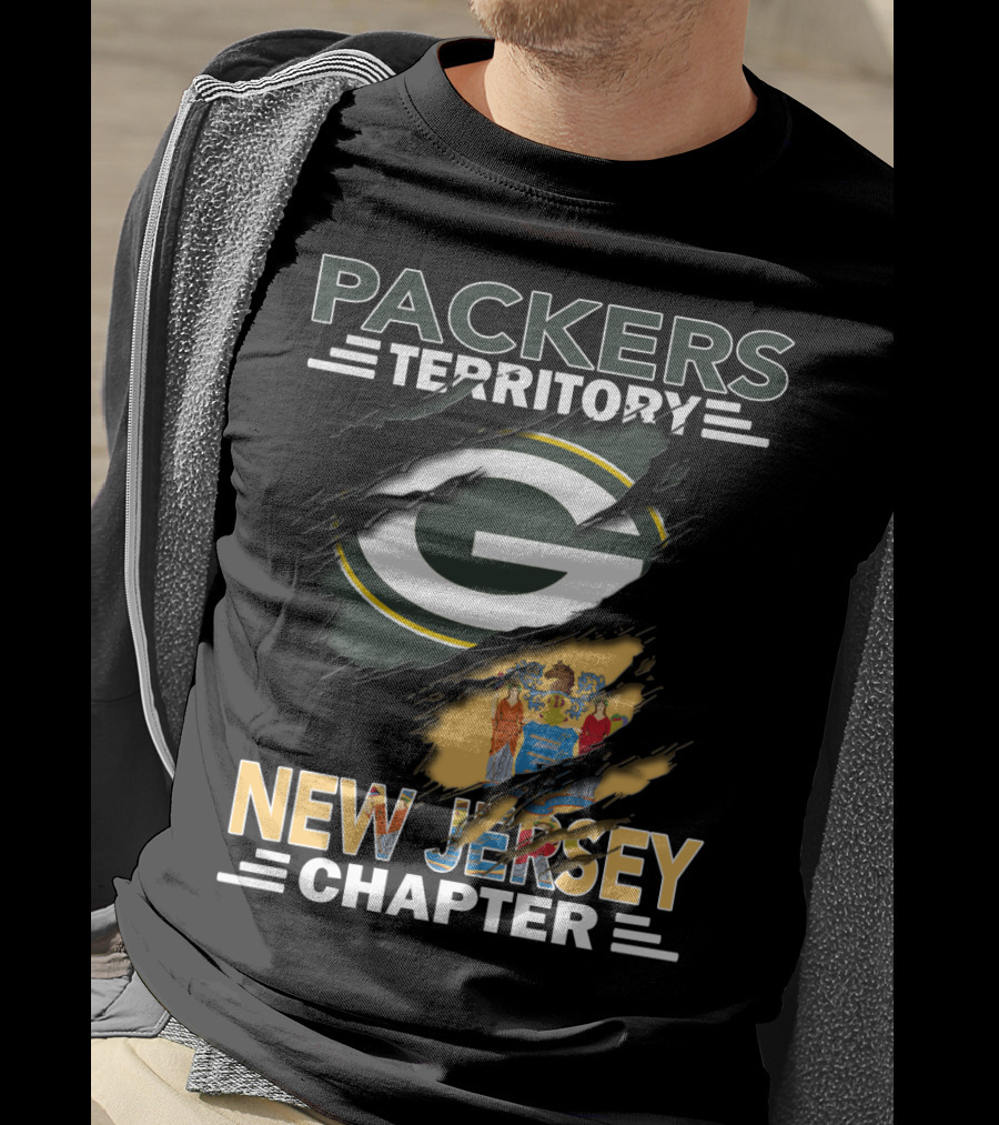Packers Territory New Jersey Chapter Green Bay Logo And State Flag T-Shirt