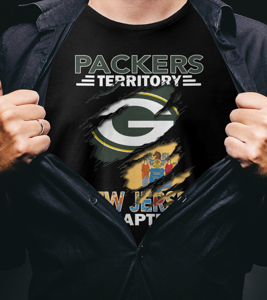 Packers Territory New Jersey Chapter Green Bay Logo And State Flag T-Shirt