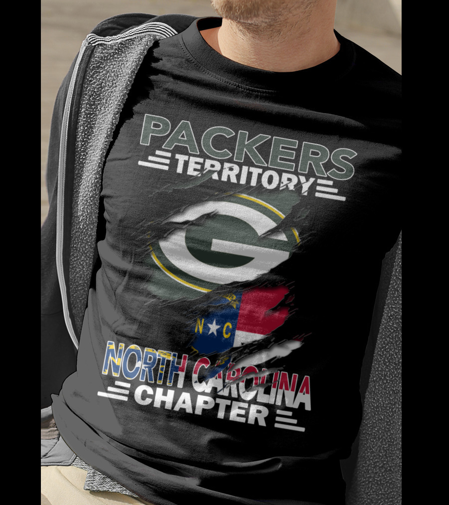 Packers Territory Green Bay Logo North Carolina Chapter NC Flag T-Shirt