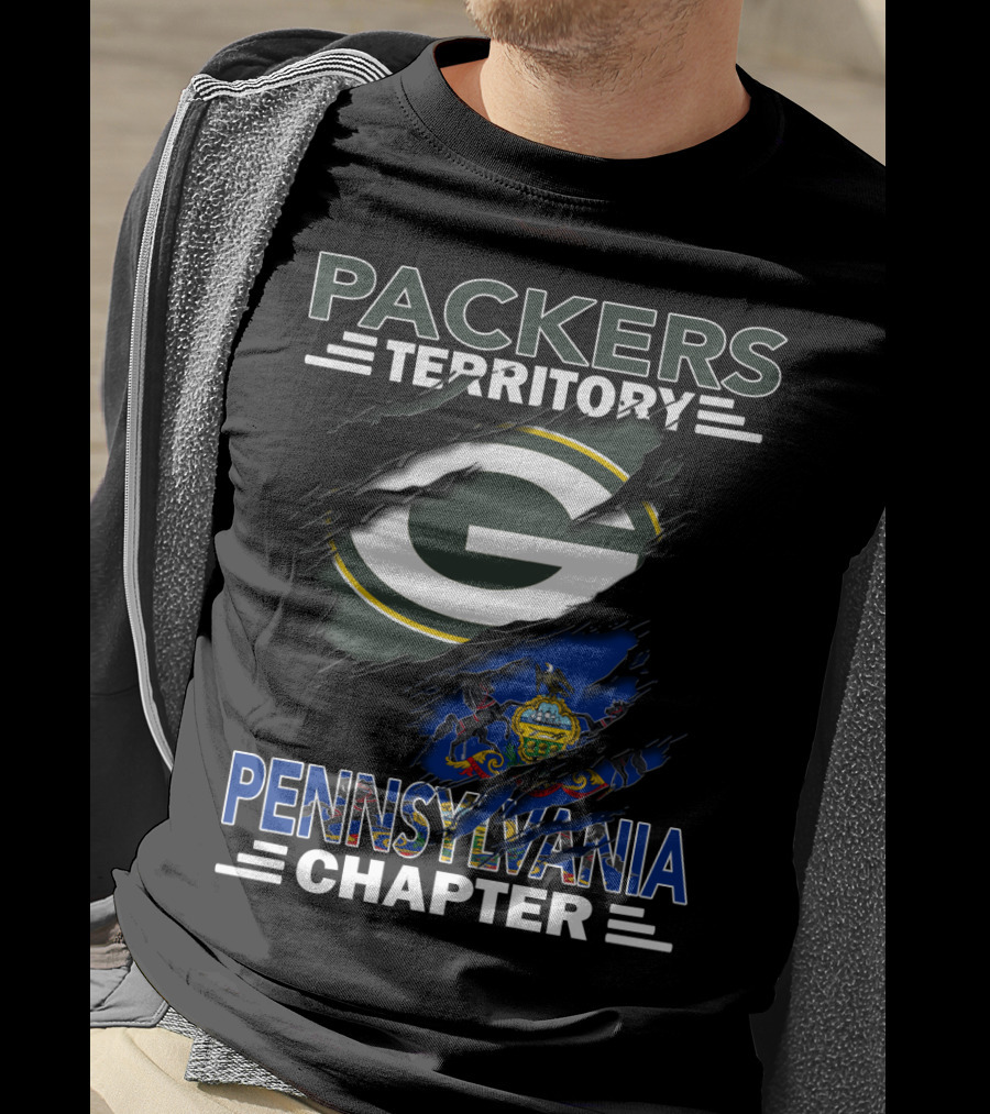 Packers Territory Pennsylvania Chapter Green Bay Logo Pennsylvania Flag T-Shirt