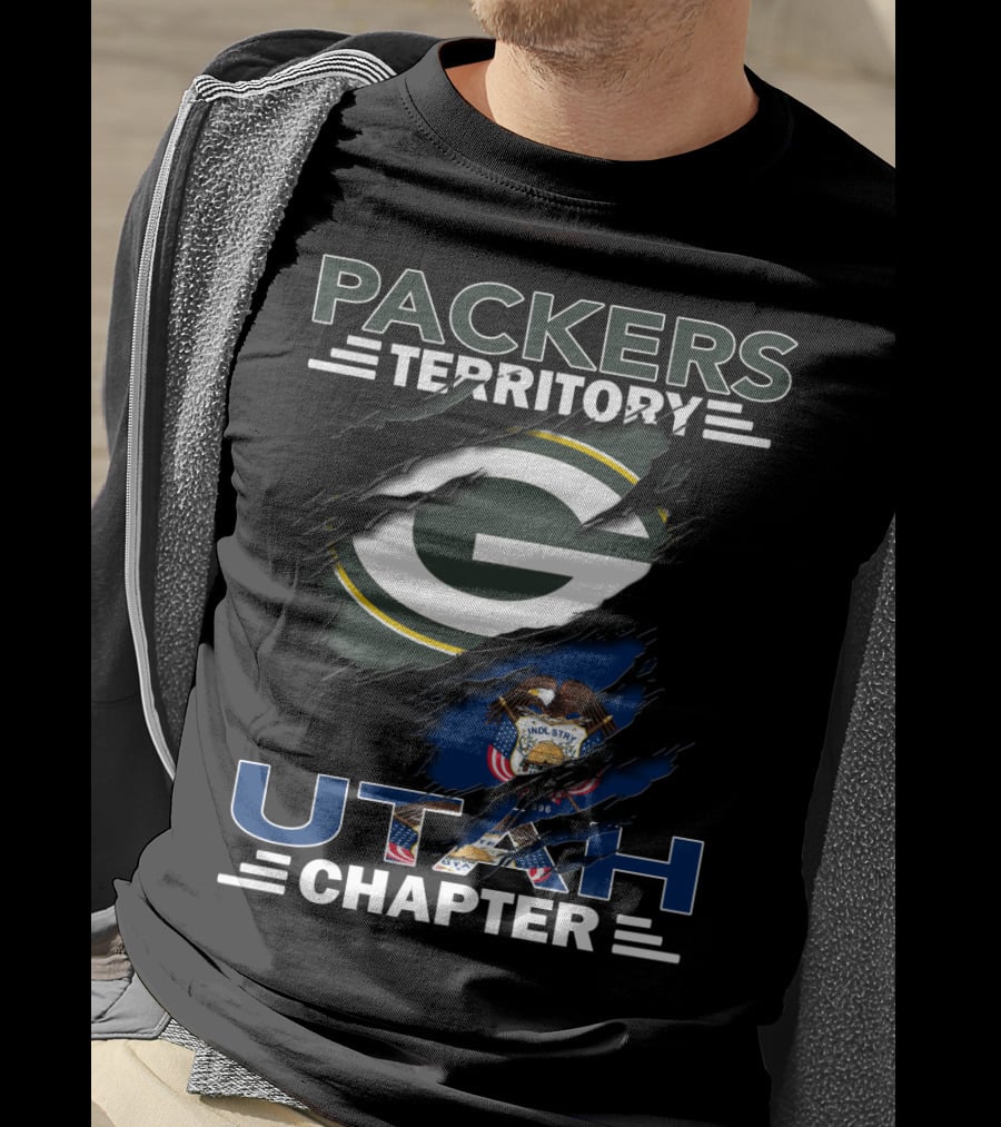 Packers Territory Utah Chapter Green Bay Packers Logo And Utah State Flag T-Shirt