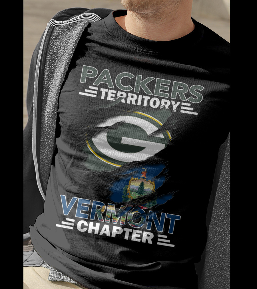 Packers Territory Vermont Chapter Green Bay Logo And Vermont State Flag T-Shirt
