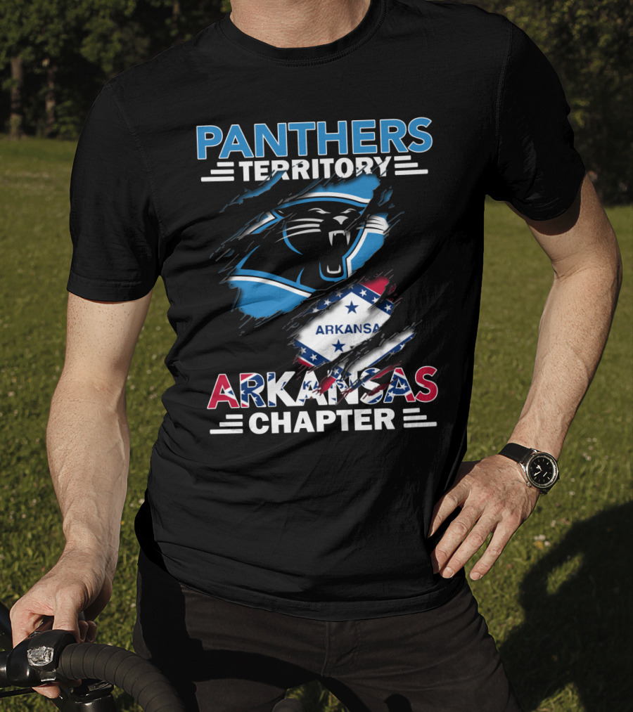 Panthers Territory Arkansas Chapter Logo With Panther And Arkansas Flag Elements T-Shirt