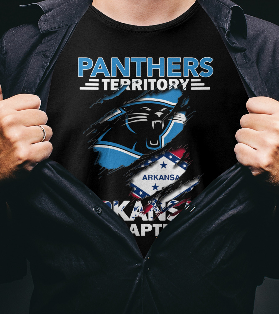 Panthers Territory Arkansas Chapter Logo With Panther And Arkansas Flag Elements T-Shirt