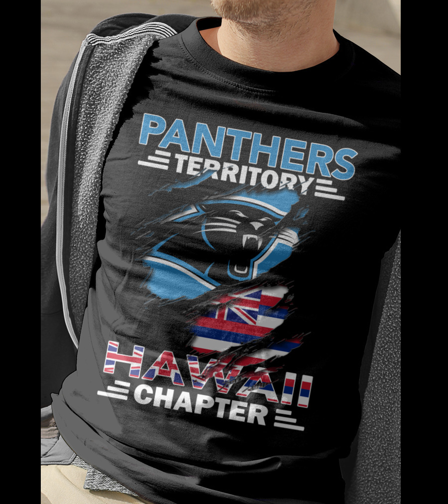 Panthers Territory Hawaii Chapter NFL Team Logo With Hawaiian Flag T-Shirt