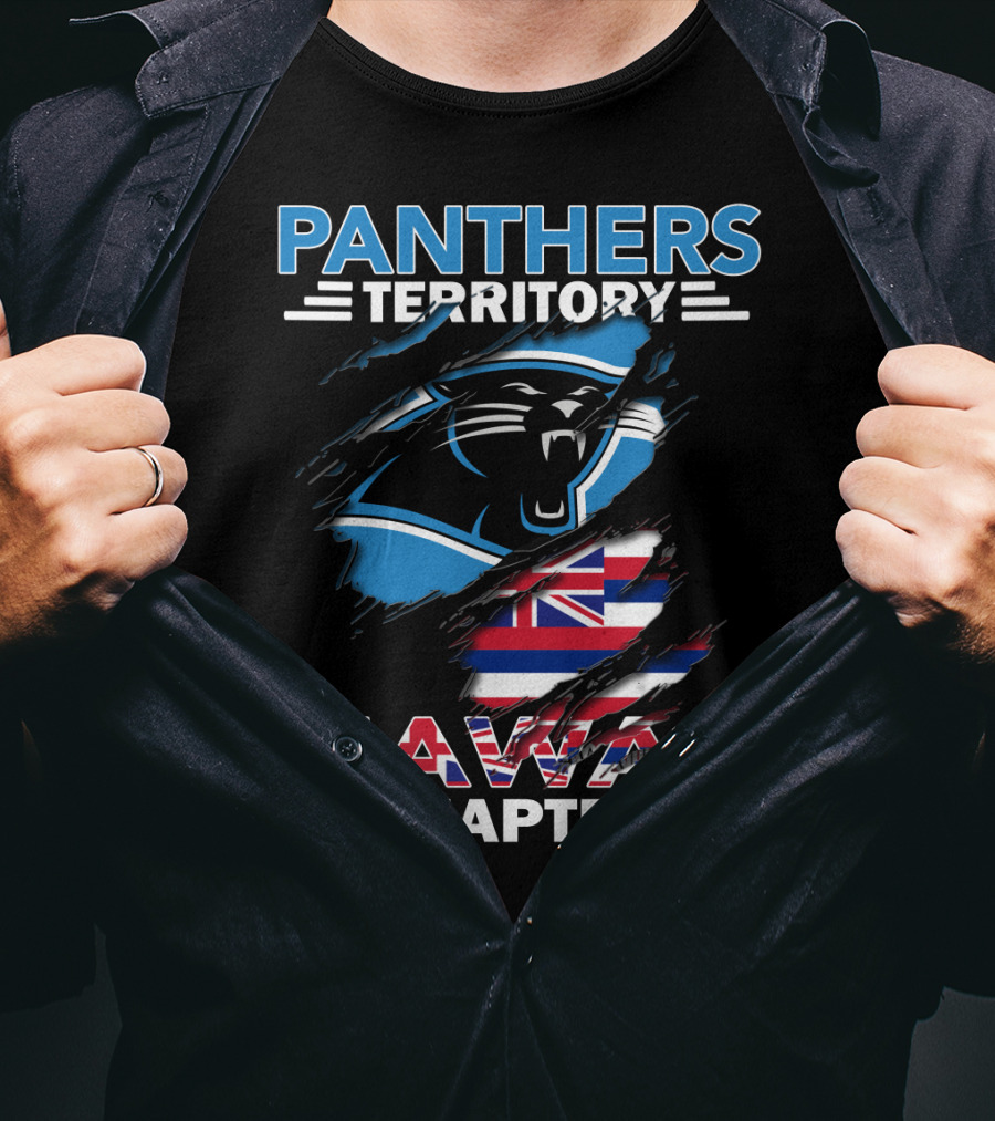 Panthers Territory Hawaii Chapter NFL Team Logo With Hawaiian Flag T-Shirt