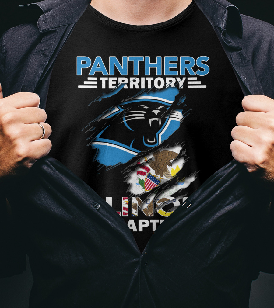 Panthers Territory Illinois Chapter עם סמלים של קארולינה ומדינת אילינוי T-Shirt