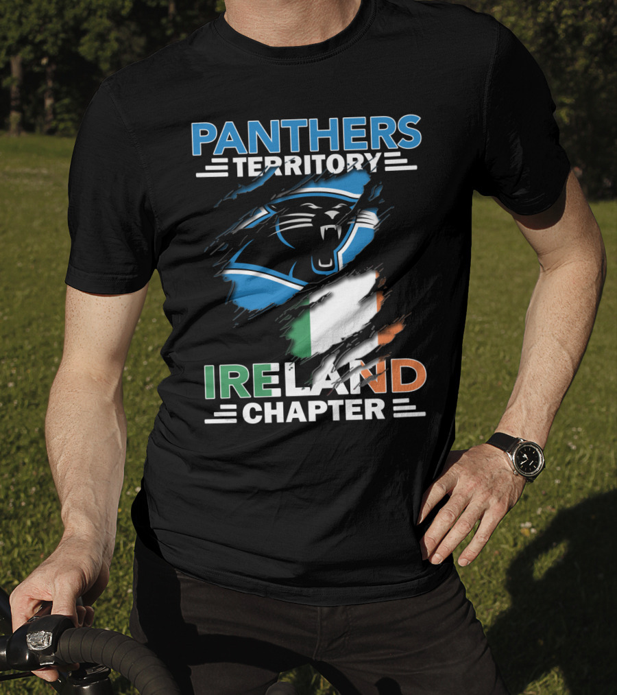 Panthers Territory Ireland Chapter Logo With Irish Flag And Panther Emblem T-Shirt