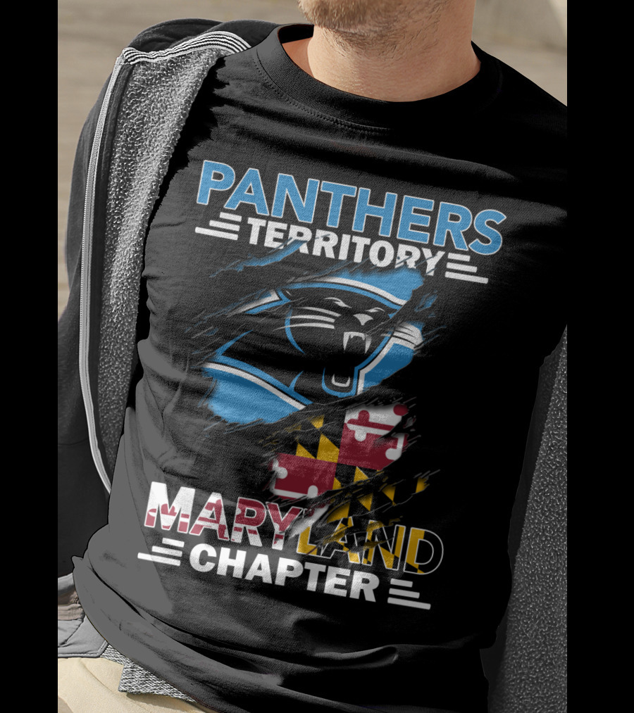 Panthers Territory Maryland Chapter Burst With Flag And Panther T-Shirt
