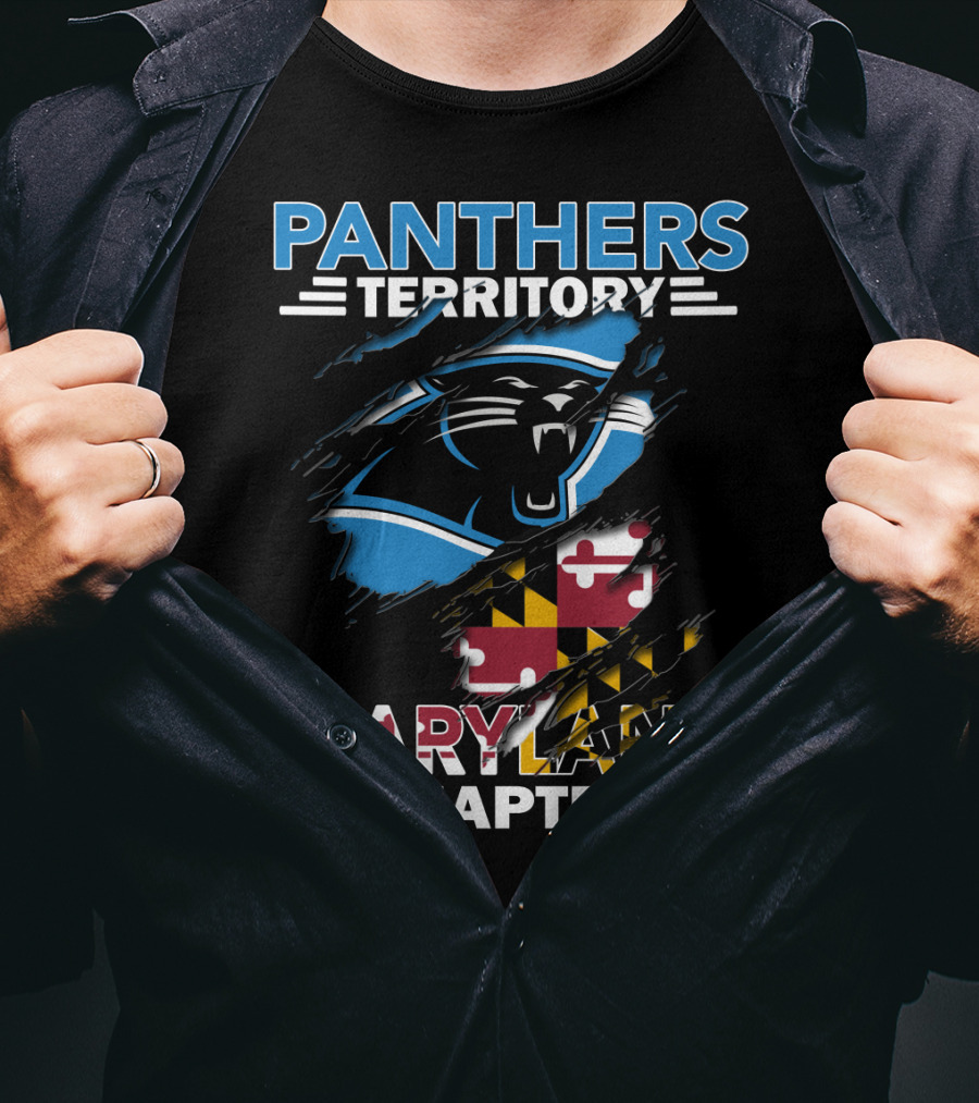 Panthers Territory Maryland Chapter Burst With Flag And Panther T-Shirt