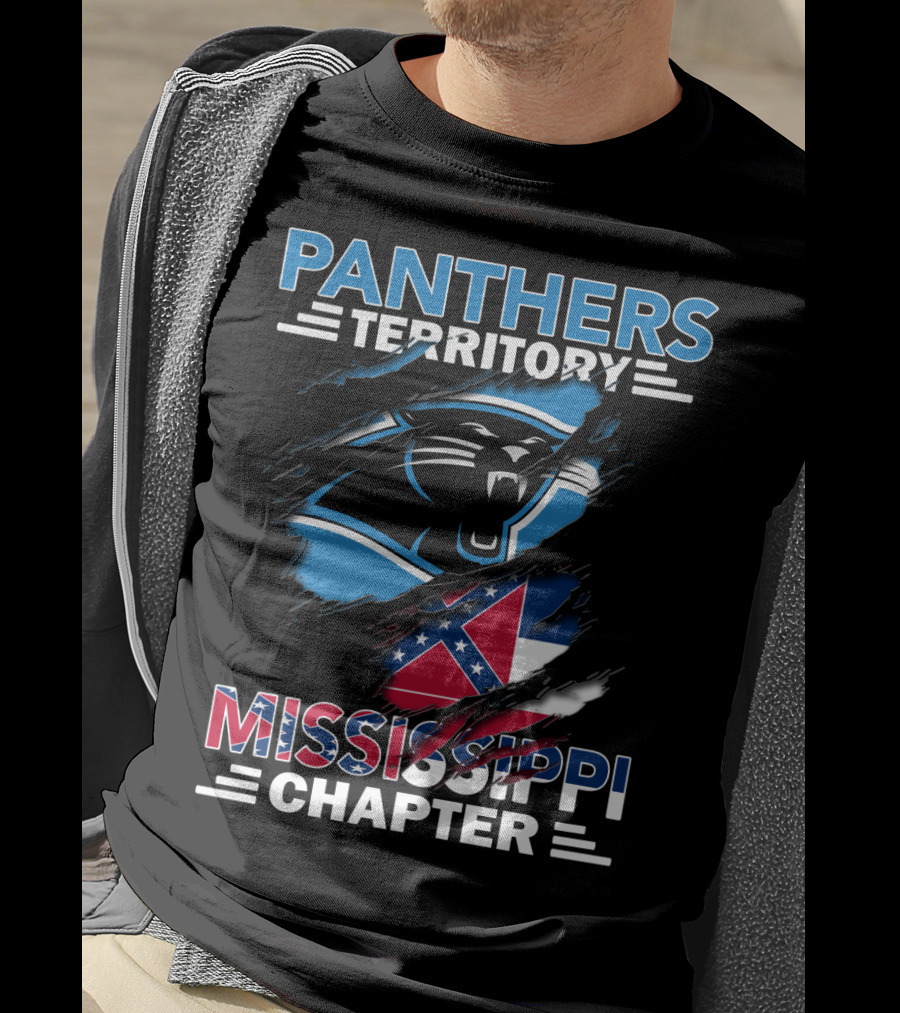Panthers Territory Mississippi Chapter Flag And Panther Claw Mark Emblem T-Shirt