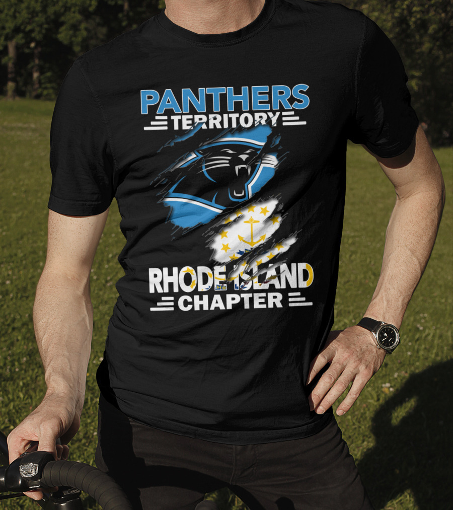 Panthers Territory Rhode Island Chapter Flag And Team Logo Fusion T-Shirt