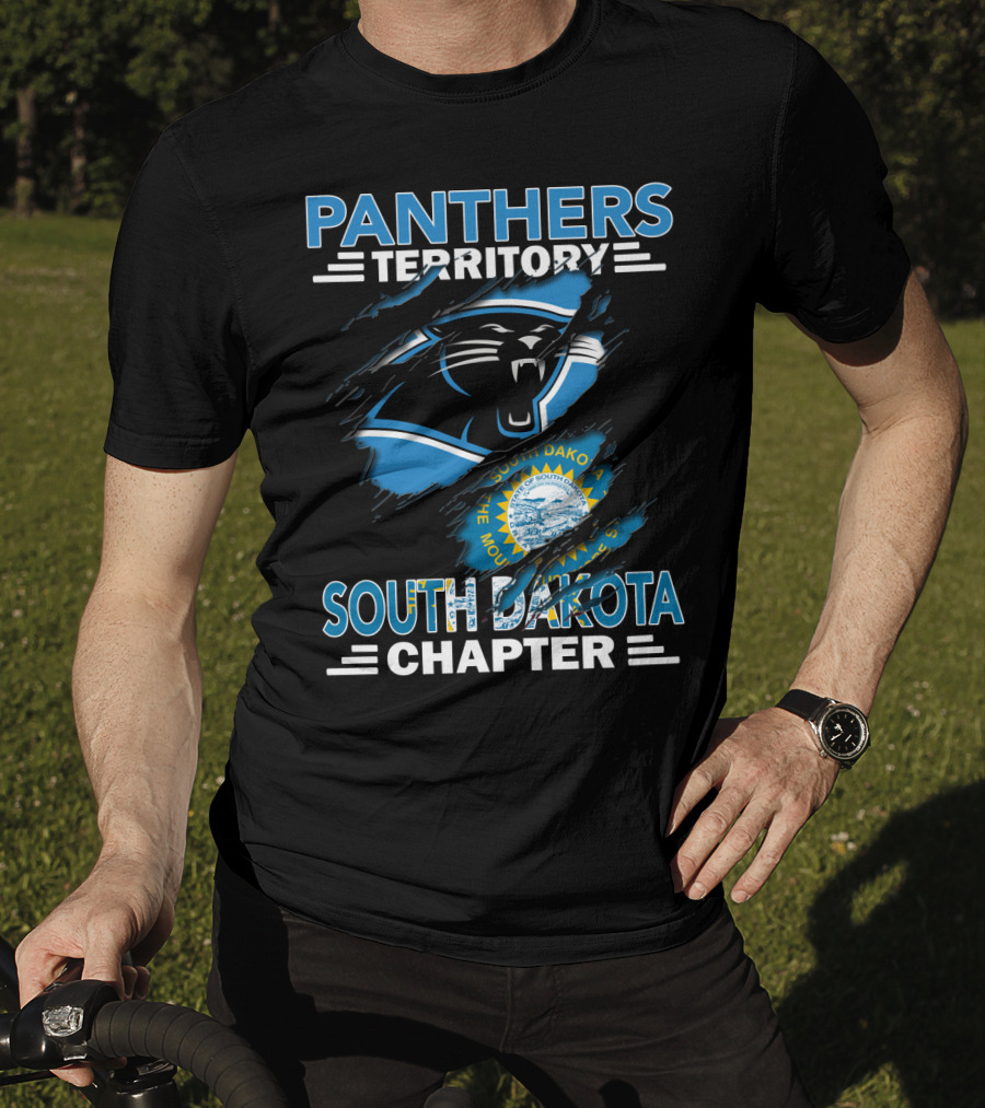 Panthers Territory South Dakota Chapter With Carolina Panthers Logo And South Dakota Seal T-Shirt