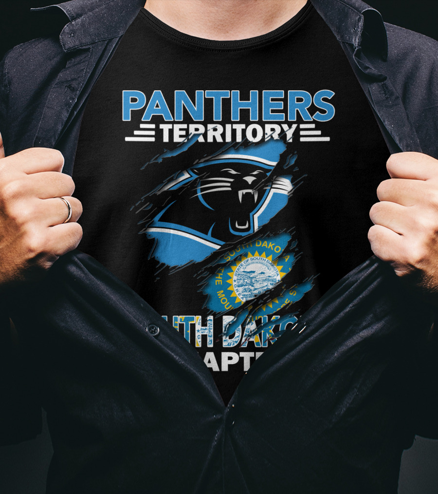 Panthers Territory South Dakota Chapter With Carolina Panthers Logo And South Dakota Seal T-Shirt
