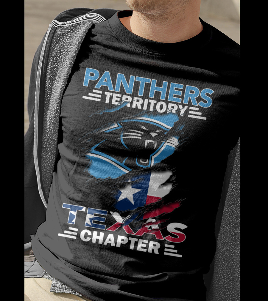 Panthers Territory Texas Chapter Logo With Texas Flag And Panther Emblem T-Shirt