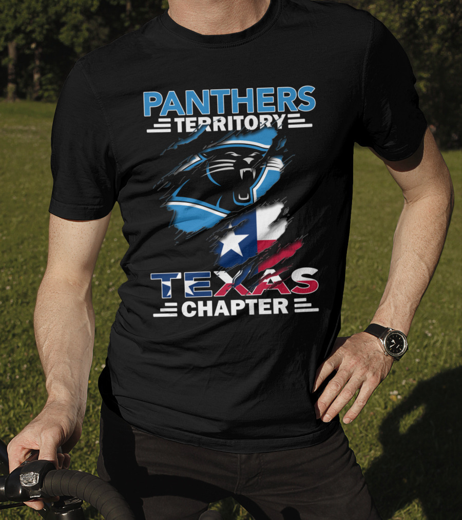 Panthers Territory Texas Chapter Logo With Texas Flag And Panther Emblem T-Shirt
